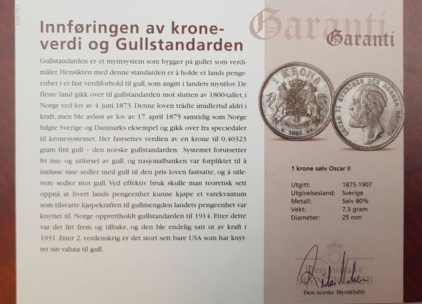 Hovedbilde Sverige: 1 krone Oscar II i sølv