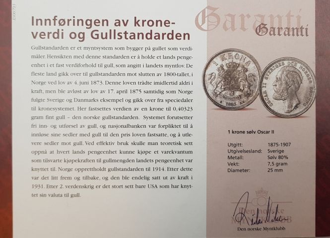 Hovedbilde Sverige: 1 krone Oscar II i sølv