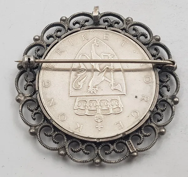 Hovedbilde 10 kr 1964 satt i anheng/brosje i 925 S