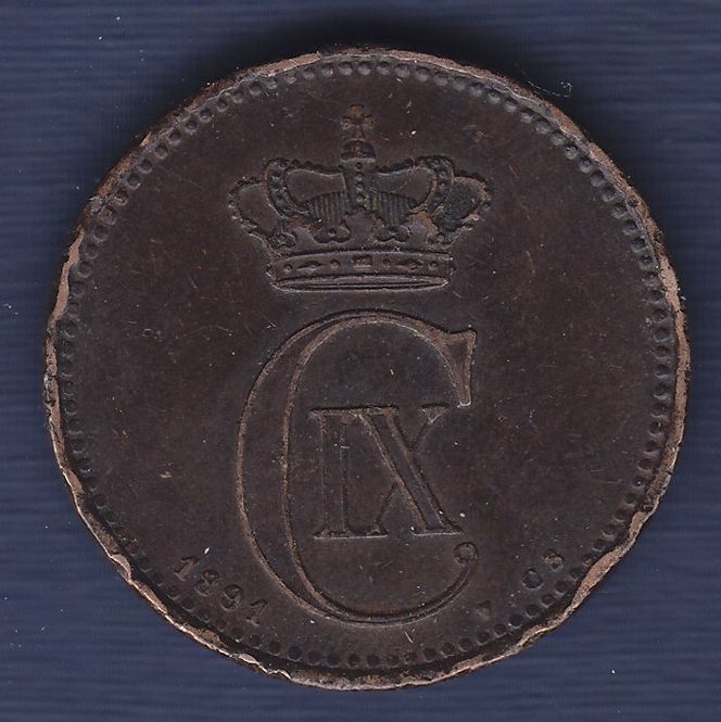 Hovedbilde Danmark: 5 øre 1891 kv. god 1