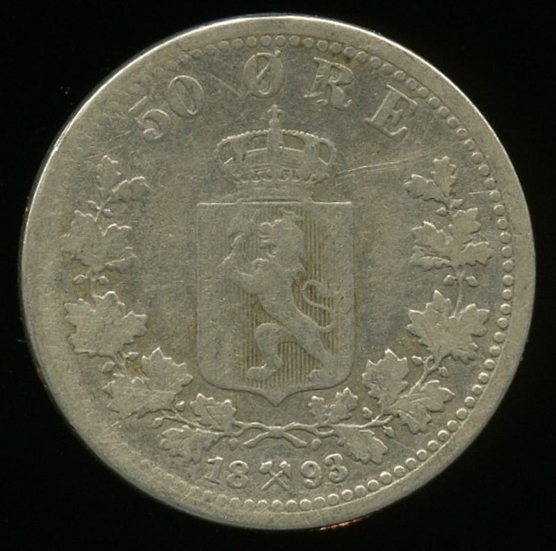 50 øre 1893 kv. 1-