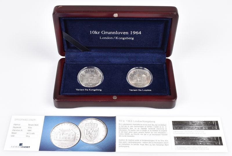 10 kr Grunnloven 1964 London/Kongsberg