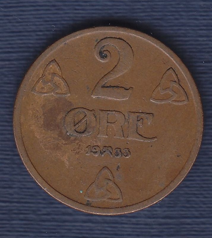 2 øre 1933 kv. 1