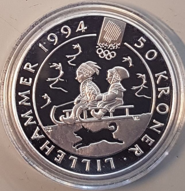Hovedbilde 50 kr 1992 - Barn på kjelke (2)
