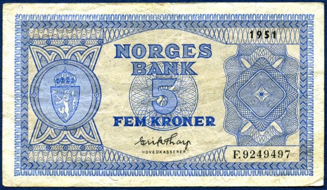 Hovedbilde 5 kr 1951 F.9249497 kv. 1-