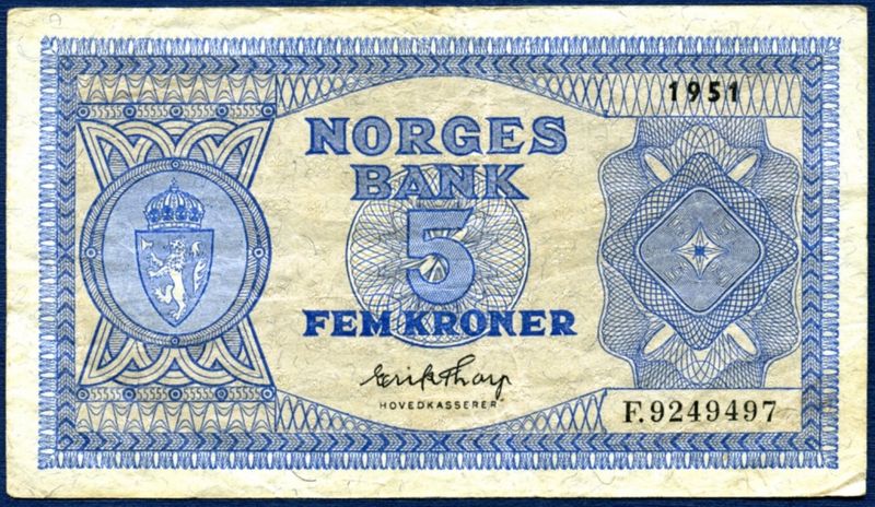 5 kr 1951 F.9249497 kv. 1-