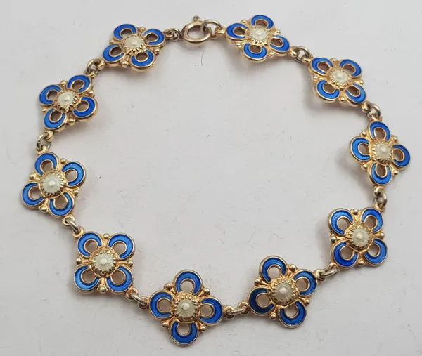 Hovedbilde Armbånd i blå/hvit emalje i 925 S av Willy ...