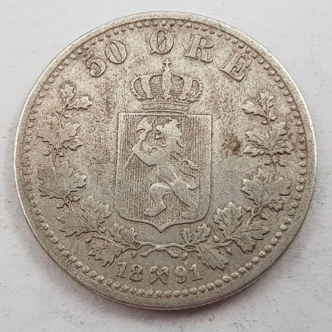 Hovedbilde 50 øre 1891 kv. 1/1- (nr. 1)