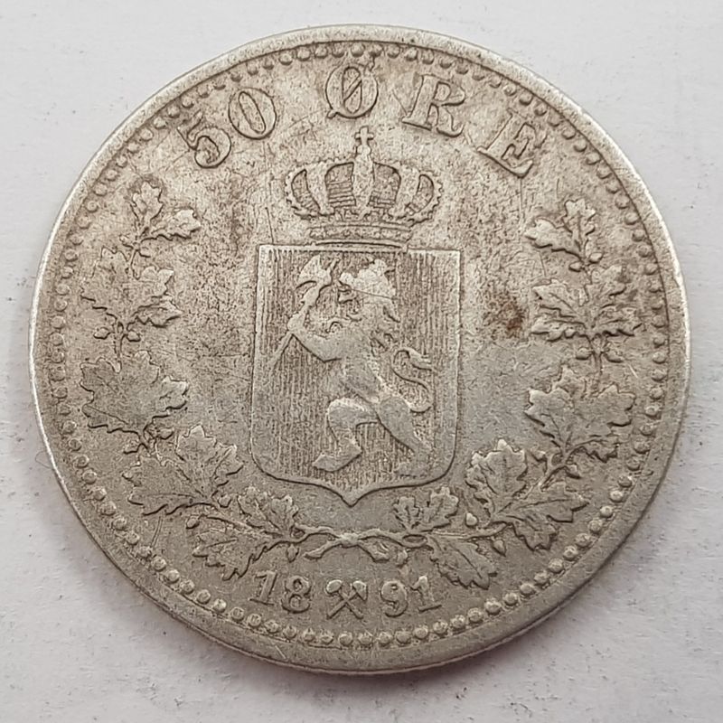 50 øre 1891 kv. 1/1- (nr. 1)
