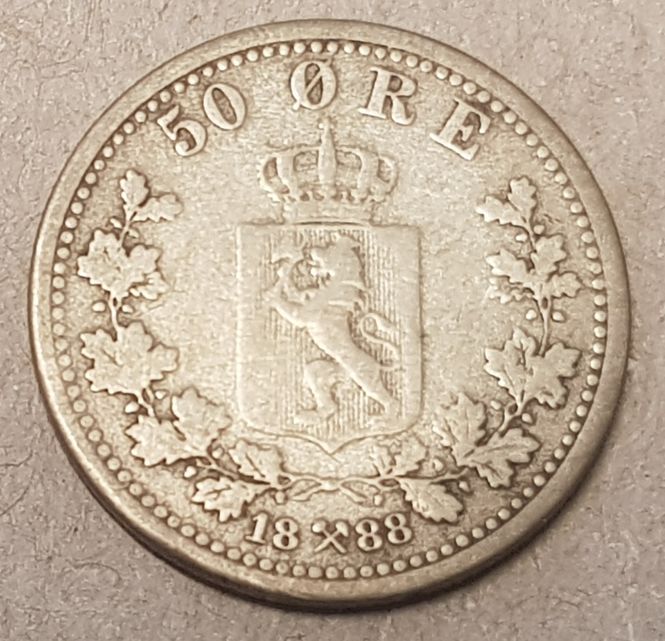 Hovedbilde 50 øre 1888 kv. 1-