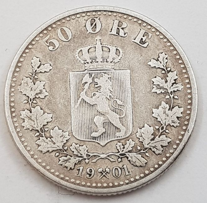 Hovedbilde 50 øre 1901 kv. svak 1 (nr. 1)